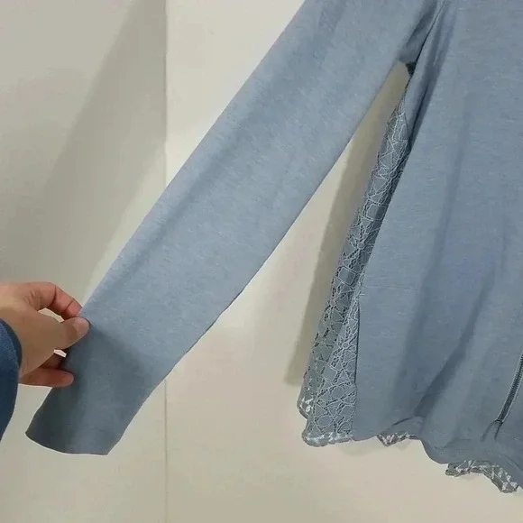 {LOGO Lori Goldstein Lounge} Light Blue Laced Zippered Loungewear Sweats… - Picture 3 of 11